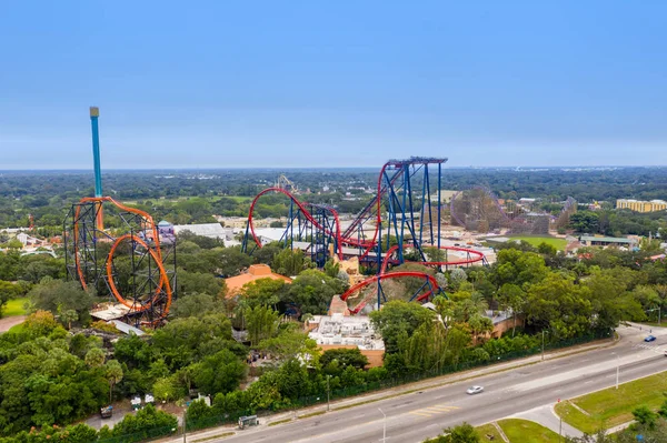 Roller coasters at Busch Gardens Theme Park Tampa FL USA — Stock Photo, Image