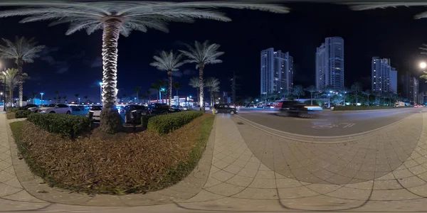 Nacht 360 kugelförmige Foto sonnigen Inseln Strand fl Trumpftürme — Stockfoto