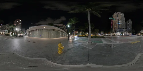 Nacht kugelförmig 360 photo miami beach south pointe drive — Stockfoto