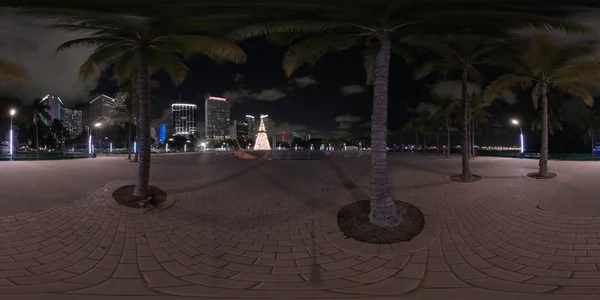 Noite 360 foto esférica Bayfront Park Miami — Fotografia de Stock