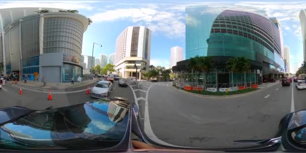 Vezetés 360 Vity Túra Miami Belvárosában Florida Biscayne Boulevard Way — Stock videók