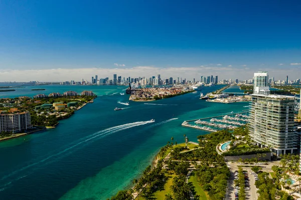 Bela Cena Miami Beach Filmado Partir Turnê Aérea — Fotografia de Stock