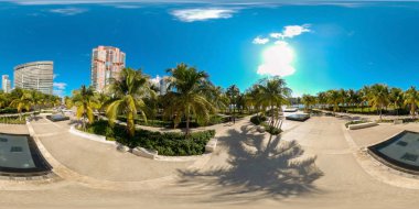 360 küresel fotoğraf Miami Plajı South Pointe Park Renkli Sahnesi