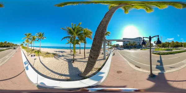 360 Ekvirektangulärt Sfäriskt Foto Fort Lauderdale Beach — Stockfoto