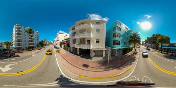 360 Spherical Photo Miami Beach Washington Avenue Bike Lane — Stock Photo, Image