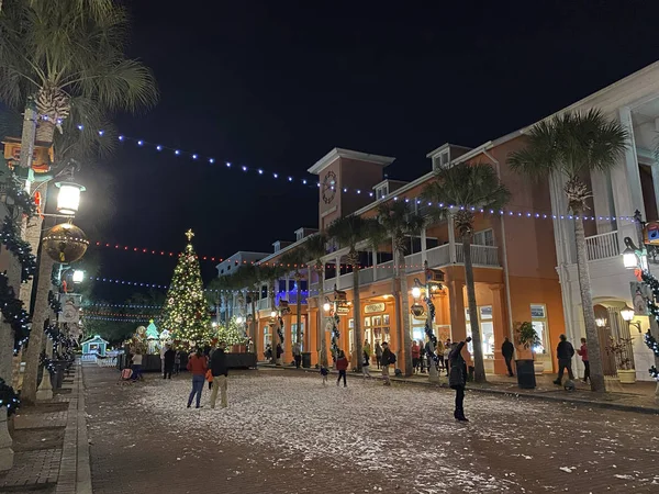 Рождественская Ёлка Зажглась Празднике Флорида Сша — стоковое фото