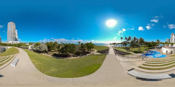 360 Sferische Equrechthoekige Foto Miami Beach — Stockfoto