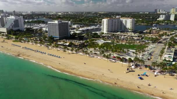 Красивые Зимние Антенны Fort Lauderdale Beach Park Scene 2019 — стоковое видео