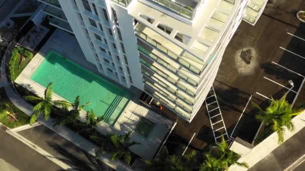 Luchtfoto Video Het Highlands Miami Zwembad — Stockvideo