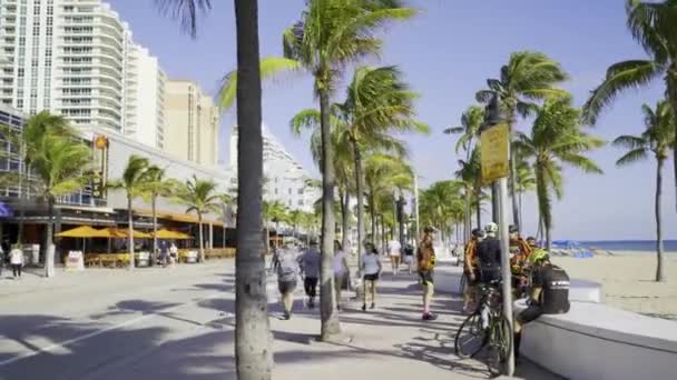 Fort Lauderdale Strandspaziergang Bunte Szene — Stockvideo