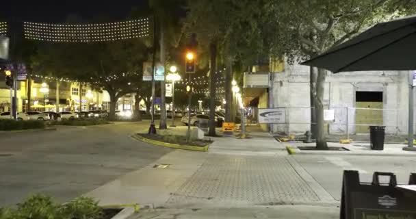 Arts District Hollywood Boulevard Florida Nacht Footage — Stockvideo