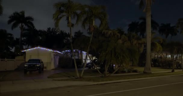 Casa Bairro Com Luzes Férias Dezembro 2019 — Vídeo de Stock