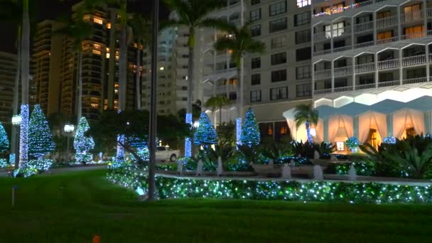 Luxe Appartementencomplex Met Vakantieverlichting Miami — Stockvideo