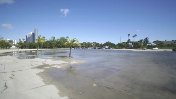 King Tide Inundando Miami Beach Haulover Parking — Vídeo de stock