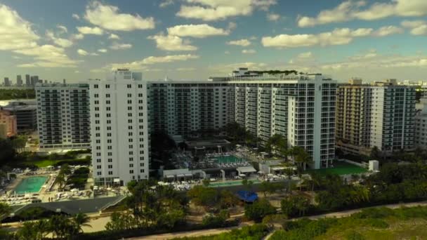 Roney Palace Hotel South Beach Luchtfoto Drone Video — Stockvideo