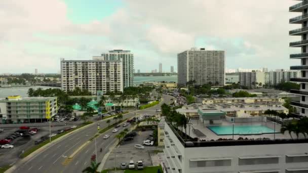 Letecké Záběry Letadla Miami Beach Ulice North Bay Village — Stock video