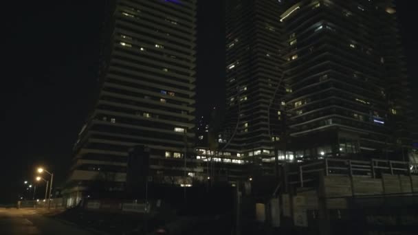 多伦多加拿大湖滨海滨公寓的夜间录像 — 图库视频影像