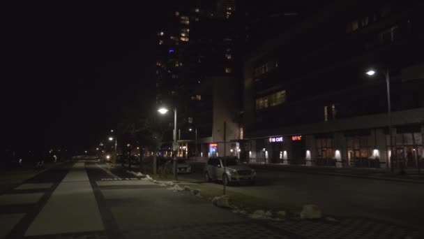 Поздняя Ночная Сцена Лейкшор Торонто Канада — стоковое видео