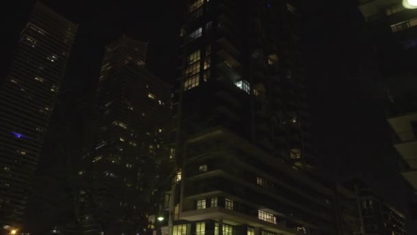 Nowoczesna Architektura Toronto Kanada Night Motion Footage — Wideo stockowe