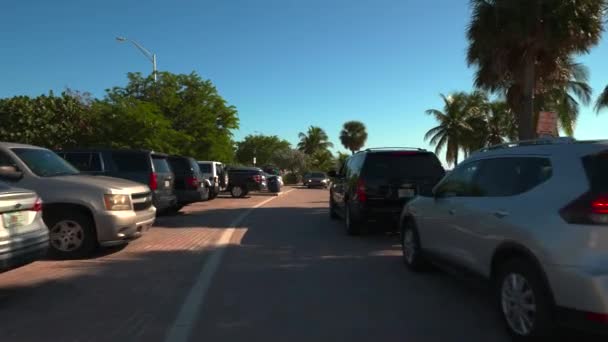 Trafic Vacances Sur Plage Parking Key Biscayne Miami — Video