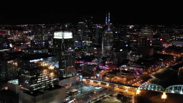 Aerial Noche Drone Video Nashville — Vídeos de Stock