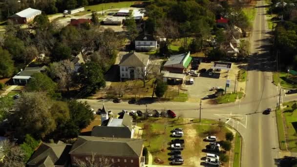 Aerial Drone Video Fort Gaines Georgia Pequeña Ciudad — Vídeo de stock