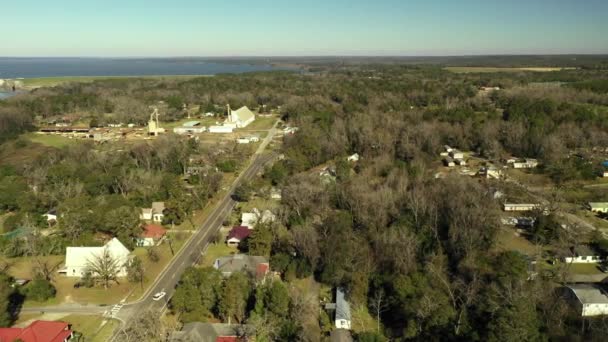 Luchtfoto Landelijk Stadje Fort Gaines Usa — Stockvideo