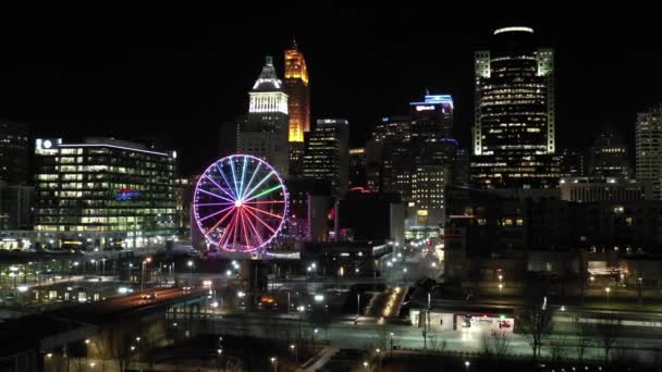 Aerial Night Footage Cincinnati Ohio Usa — 비디오