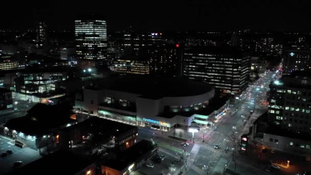 Első Ontario Sport Center Éjjel Légi Videó — Stock videók