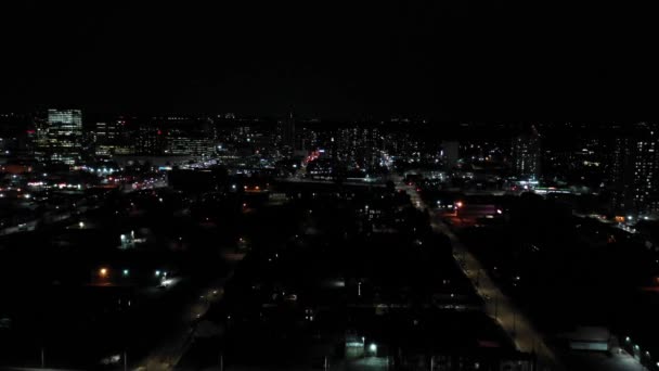 Εναέρια Νύχτα Βίντεο Downtown Hamilton Οντάριο Καναδάς — Αρχείο Βίντεο