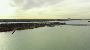 Havadan çekilen Belle Adası Detroit Mi Usa