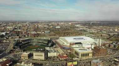 Hava görüntüsü Ford Field ve Comerica Park Detroit Mi Usa