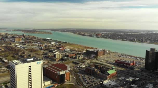 Aerial Video Detroit River View Windsor Canada — Stock Video