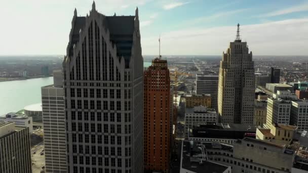 Torre Townhouse Downtown Detroit Michigan Eua — Vídeo de Stock