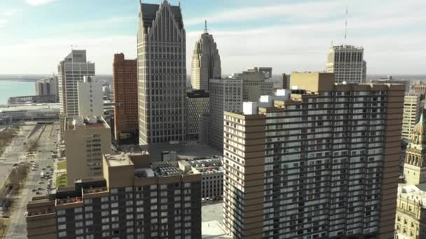 Hoogbouw Downtown Detroit Usa — Stockvideo