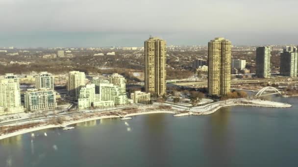 Zdjęcia Lotnicze Dronów Etobicoke Toronto Lake Ontario Lakeside — Wideo stockowe