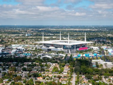 Hava fotoğrafı Miami Hard Rock Stadyumu Super Bowl Liv 2020