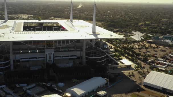 Flygfoto Stadion Förberedelse För Super Bowl Liv — Stockvideo