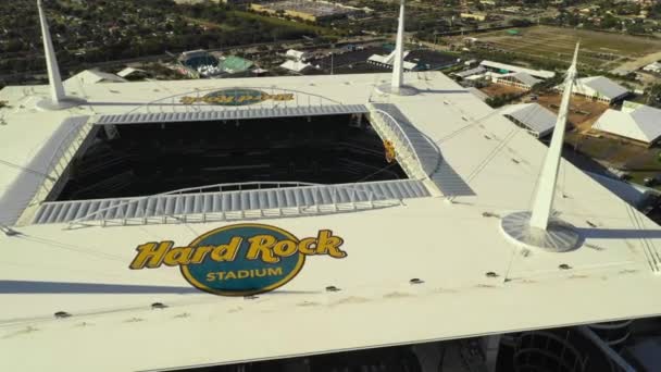 Flygfoto Avslöjar Miami Hard Rock Stadium Modern Arkitektur — Stockvideo