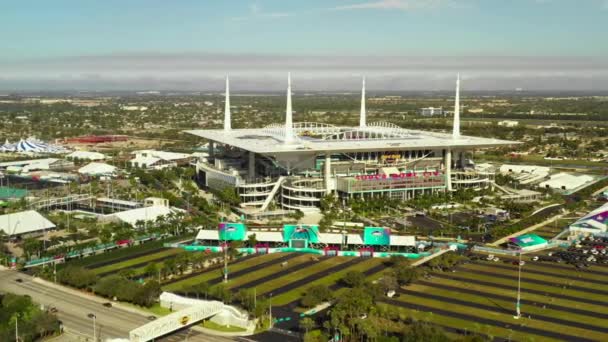 Helikopter Tour Rond Het Miami Hard Rock Stadium Super Bowl — Stockvideo