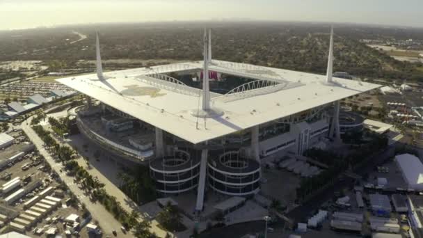 Luchtfoto Vliegen Miami Hard Rock Stadium Super Bowl Liv — Stockvideo