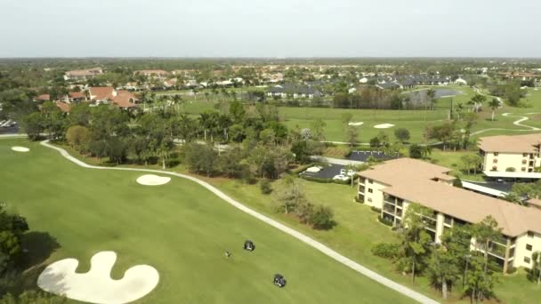 Luchtfoto Video Golf Behuizing Gemeenschap Napels Usa — Stockvideo