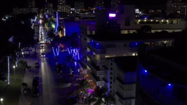 Néon Bleu Lumières Clevelander Miami Beach Ocean Drive — Video