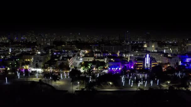 Flyby Miami Beach Éjszakai Antennák — Stock videók