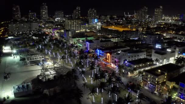 Ocean Drive Miami Beach Hotele Neony Światła — Wideo stockowe