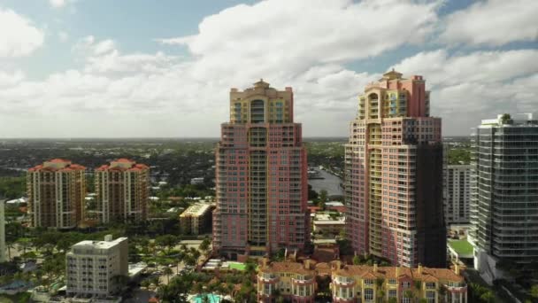 Vista Lateral Playa Aérea Residencias Condominios Lujo Fort Lauderdale — Vídeos de Stock