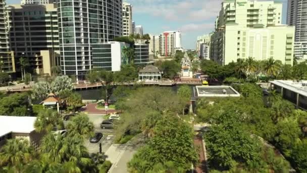 Letecké Video Fort Lauderdale Vodní Taxi Zakotvil Nové Řece — Stock video