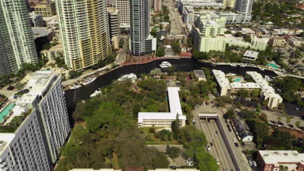 Flygvideo Downtown Fort Lauderdale River 2020 — Stockvideo