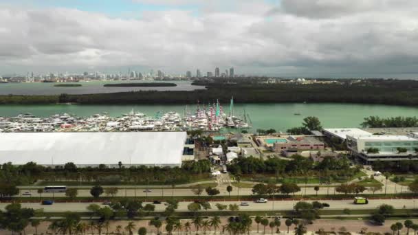 Miami Boat Show 2020 Aerial Tour — Stock Video