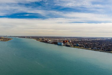 Güzel Kanada Detroit Nehri 'nin hava manzarası